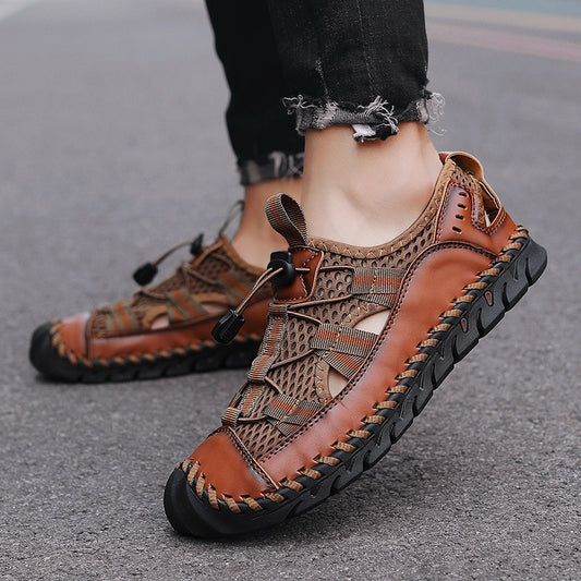 Hot Sale Summer Men&#39;s Sandals Outdoor Non-slip Men&#39;s Beach Sandals Handmade Genuine Leather Men&#39;s Shoes Fashion Men Sneakers