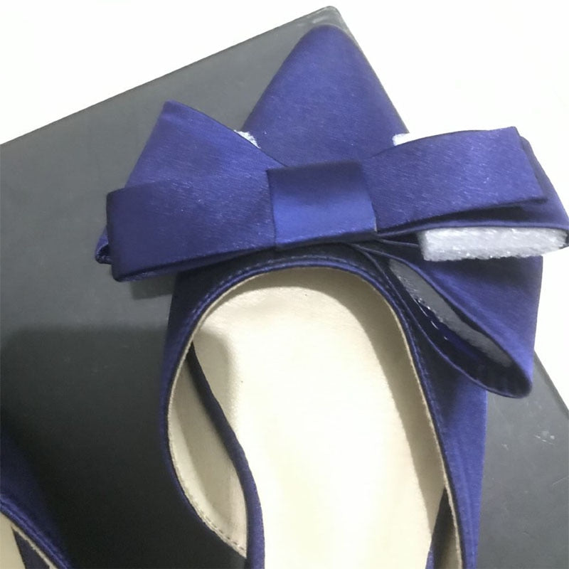 2018 spring and summer women&#39;s shoes Korean silk satin Pointed bow tie slippers Baotou flat heel sets semi slippers