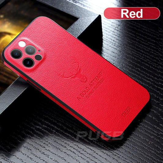 Luxury Leather Case For iPhone 14 11 12 13 Pro Max Mini 13pro 12pro X XR XS Full Camera Protective Deer Pattern Shockproof Cover
