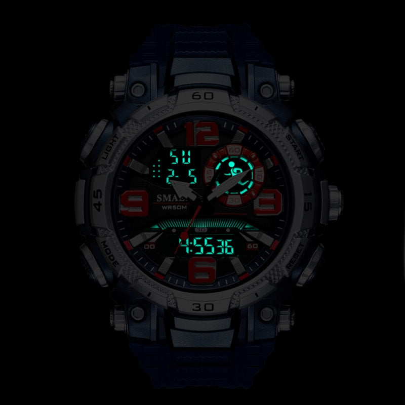 SMAEL Top Luxury Watches Men Dual Display Watch Waterproof Men&#39;s Sport Wristwatch Mens Military Army Clock Male Stopwatch 1921