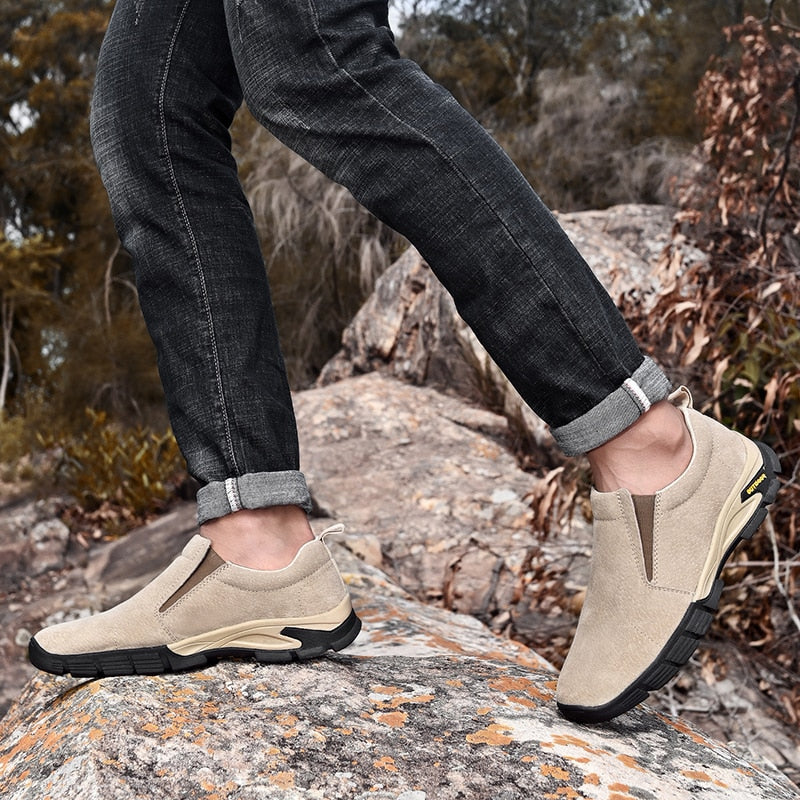 Brand Men&#39;s Shoes Genuine Leather Casual Shoes Outdoor Men&#39;s Breathable Sneakers Suede Original Men&#39;s Moccasins Loafers Sneakers