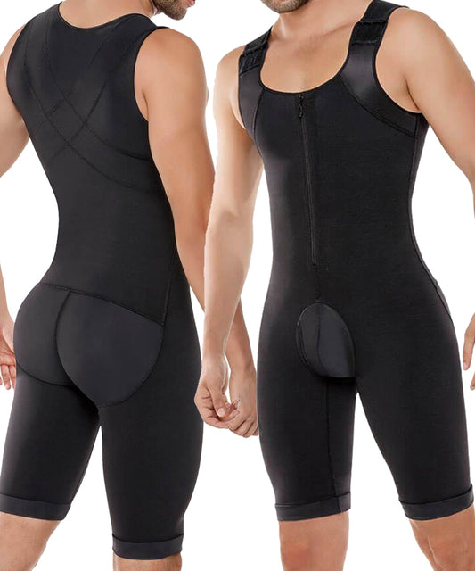 Men&#39;s Shapewear Bodysuit Tummy Control Compression Slimming Full Body Shaper Workout Abs Abdomen Underwear Plus Size Open Crotch