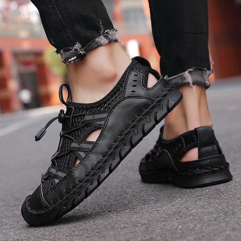 Hot Sale Summer Men&#39;s Sandals Outdoor Non-slip Men&#39;s Beach Sandals Handmade Genuine Leather Men&#39;s Shoes Fashion Men Sneakers