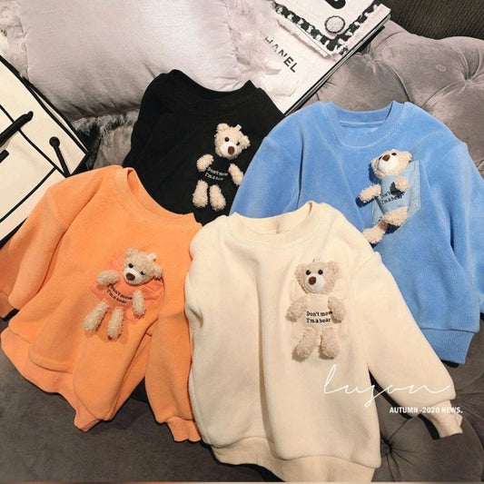 2-6Y Spring Autumn Girls Boys Cute Cartoon Bear Long Sleeve Shirt Baby Kids Children Sweatshirt