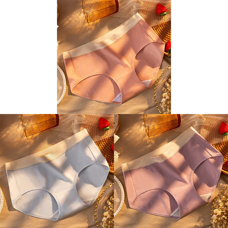 Women Cotton Panties Letter Large Size Briefs Antibacterial Underpants Female Lingerie Intimates Skin- Friendly Underwear