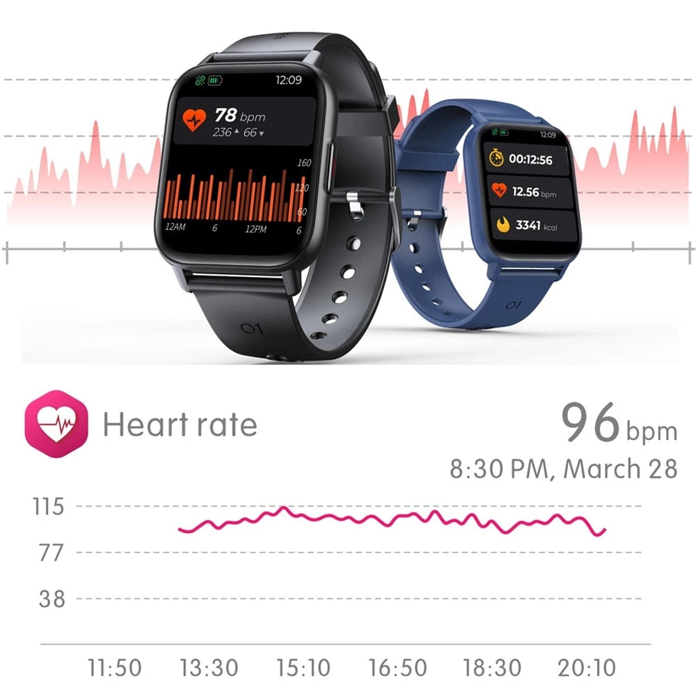 New 1.69 Inch Smart Watch Men Body Temperature Full Touch Screen Smartwatch Women Accurate Oxygen Monitor Clock 2021 PK P8