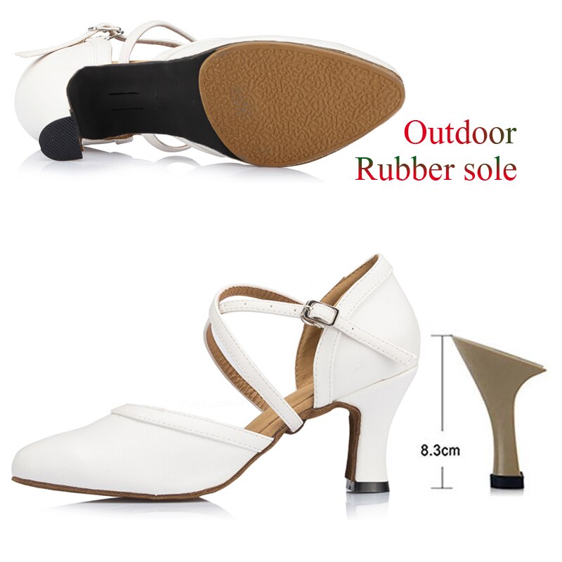 Women&#39;s Latin Dance Shoes White Wedding Banquet Ballroom Tango Salsa High-Heeled Professional Sneakers Dance Sneakers
