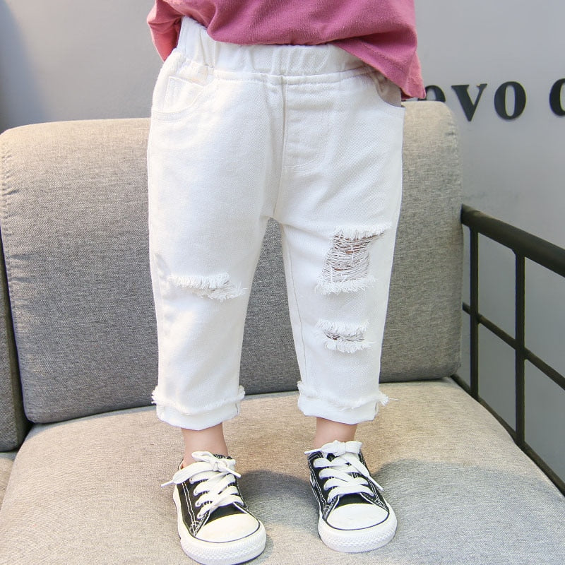 Jeans Girl Toddler Boys Girls Ripped Jeans Pants Spring Autumn Jeans For Kids Casual Style Clothes For Girls