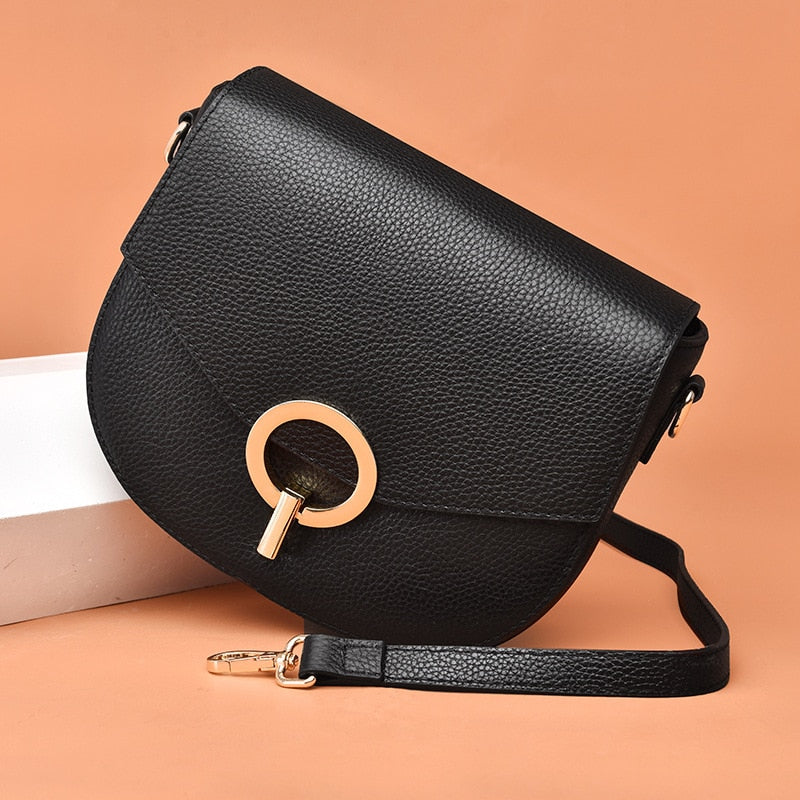 2021 new shoulder bag fashion trend leather handbag messenger bag saddle bag