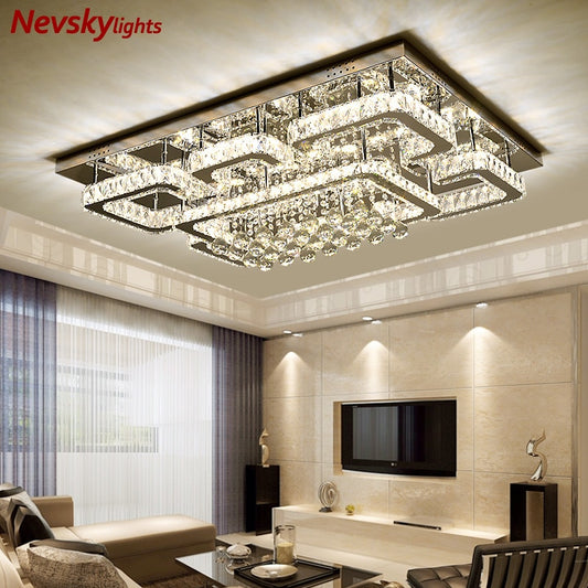 Modern crystal ceiling lights living room luxury silver ceiling light bedroom led Ceiling Lamps dining crystal Fixtures kitchen