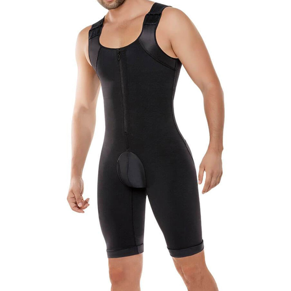 Men&#39;s Shapewear Bodysuit Tummy Control Compression Slimming Full Body Shaper Workout Abs Abdomen Underwear Plus Size Open Crotch