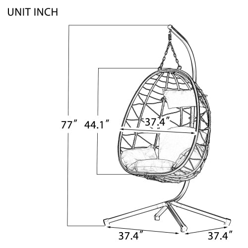 Egg Chair with Stand Indoor Outdoor Swing Chair Patio Wicker Hanging Egg Chair Hanging Basket Chair Hammock Chair
