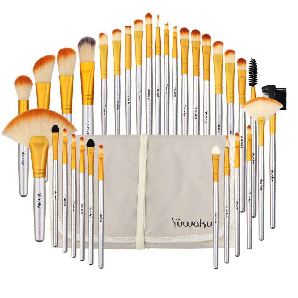 32Pcs Makeup Brush Sets Professional Cosmetics Blusher Tools Eyebrow Powder Makeup Sponge Soft Hair Foundation Shadows With Bag