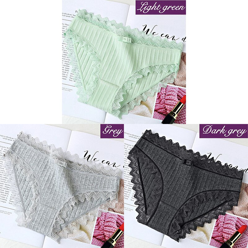 3Pcs Cotton Panties Female Underpants Sexy Panties For Women Lace Briefs Underwear Comfortable Ladies Pantys Lingerie 6 Color
