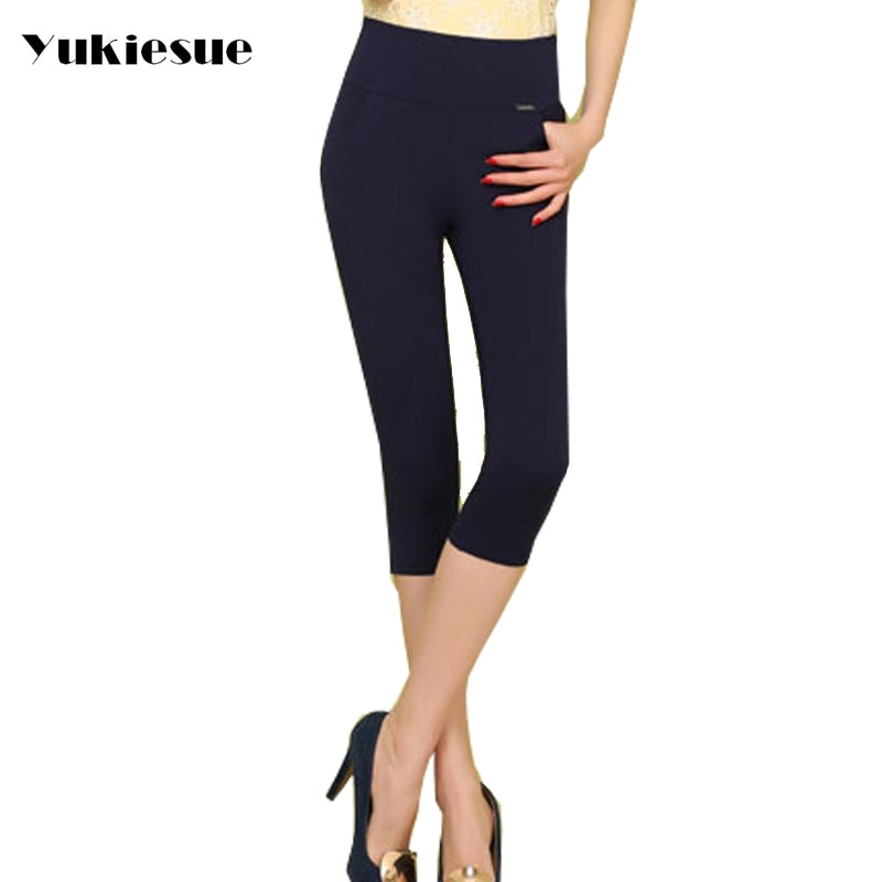 High quality pencil pants capris women 2018 summer style high waist elastic skinny pants female trousers woman pantalon femme