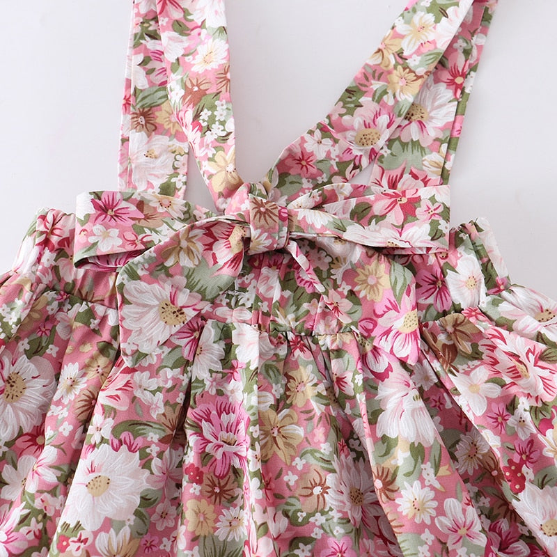 3Pcs Baby Girl Clothes Set Summer Newborn Infant Solid Color Romper Ruffle Floral Dress Overalls Outfit For Toddler Clothing