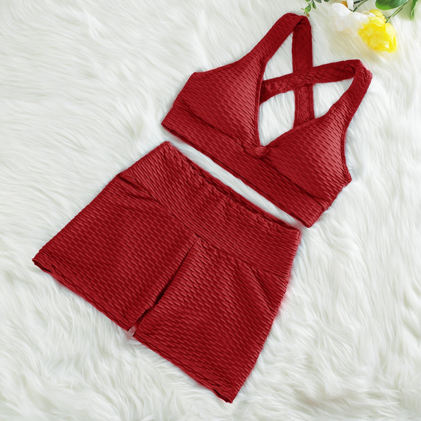 NORMOV Anti Cellulite 2/3PCS Long Seamless Yoga Set Gym Set Women Fitness High Waist Leggings Shorts Bra Skinny Sports Set Gym