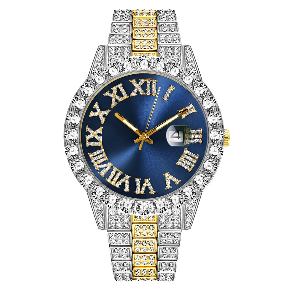 Iced Out Watch Men Luxury Brand Full Diamond Mens Watches AAA CZ Quartz Men&#39;s Watch Waterproof Hip Hop Male Clock Gift For Men