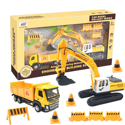 1:50 Scale Alloy Engineering Car Model Toy Dump Truck Excavator Scene Set Model  Vehicles Toys ForKids Gift Collectible