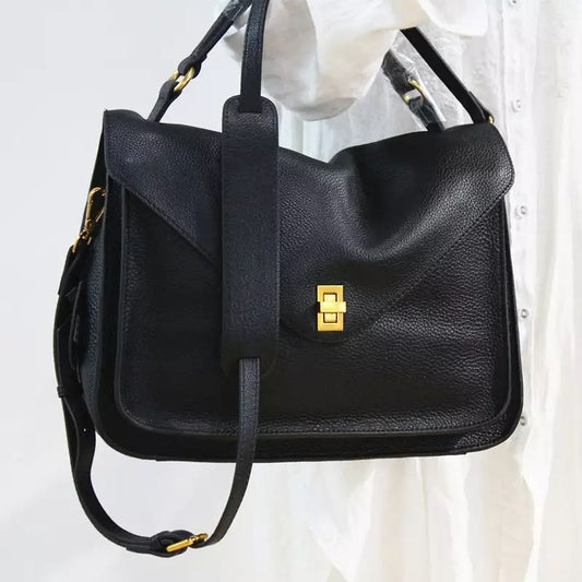 New Messenger Bag Women Commuter Messenger Bag First Layer Cowhide Large Capacity Handbag