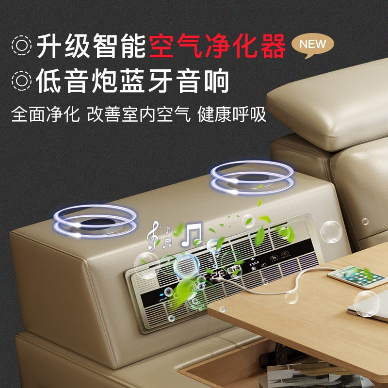 Genuine Leather multifunctional massage bed frame Nordic camas ultimate bed Bluetooth speaker safe air cleaner Iphone USB charge