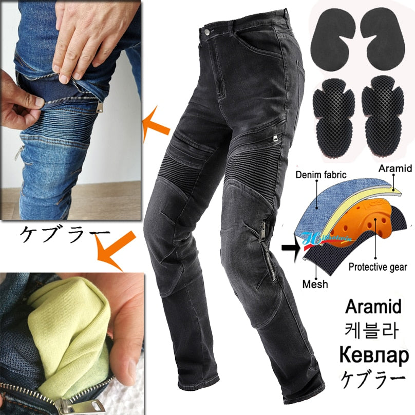 Kevlar Motorcycle Pants Moto Protection Motocross Jeans Rodilleras Moto Jeans Men Motocross Pants Four Seasons Breathable XS 5XL