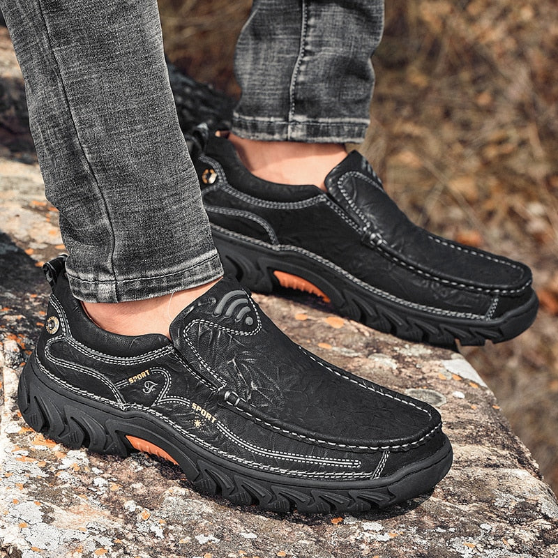 New Men&#39;S Shoes 100% Genuine Leather Casual Shoes High Quality Comfortable Work Shoes Cow Leather Loafers Sneakers Shoes Size 48