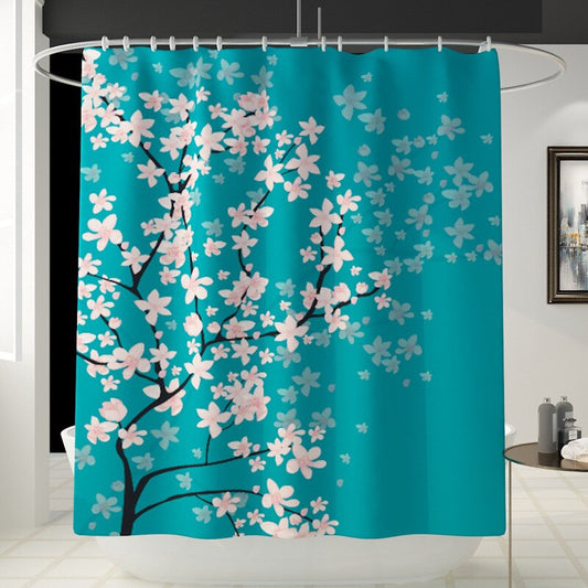 Floral Bath Mat and Shower Curtain Set Shower Curtain with Hooks Bath Rugs Anti Skid Bathroom Carpet Toilet Foot Pad Bath Mat