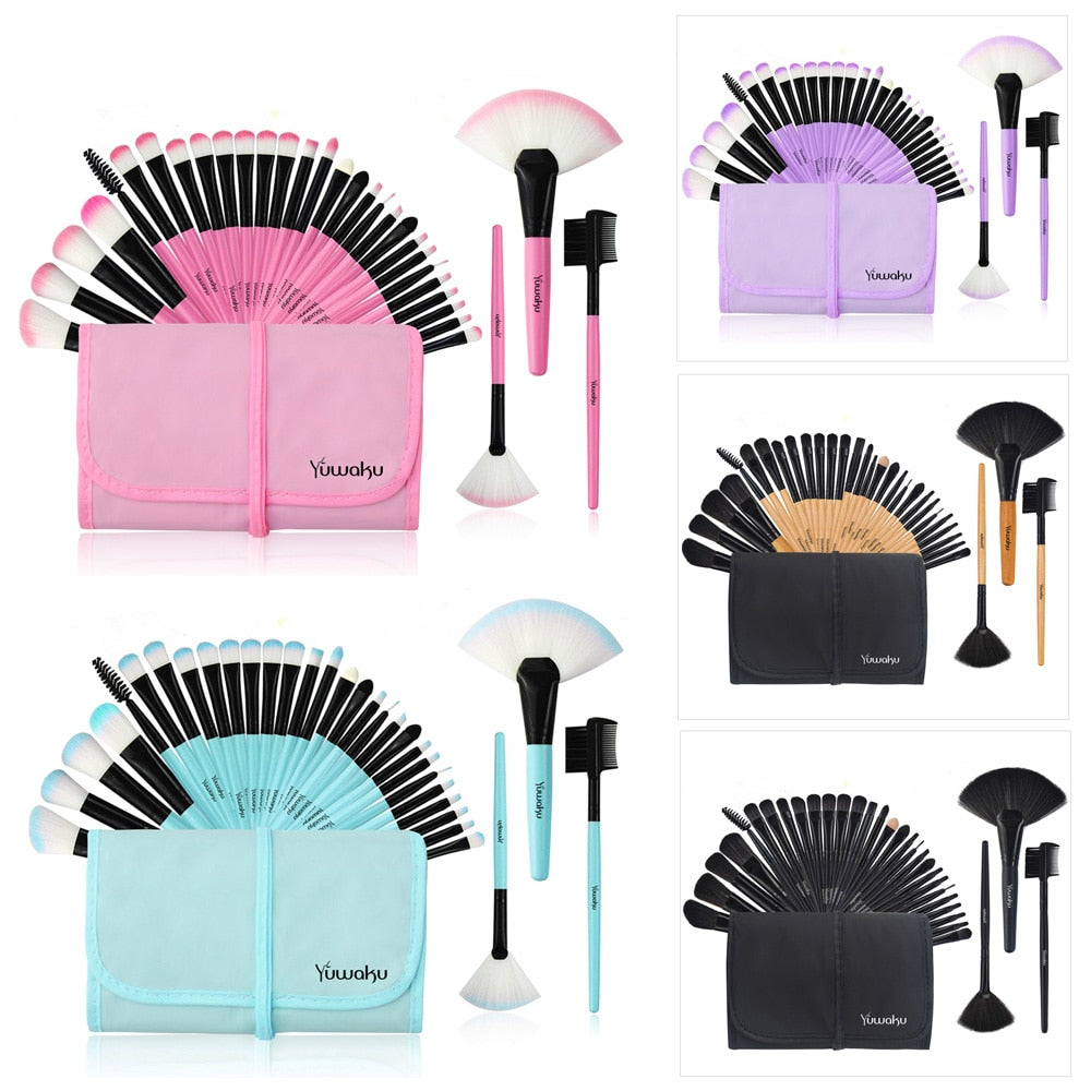 32Pcs Makeup Brushes Foundation Highlighter Blusher Powder Brushes with Cosmetic Bag pincel para maquiagem Beauty Brushes Kits
