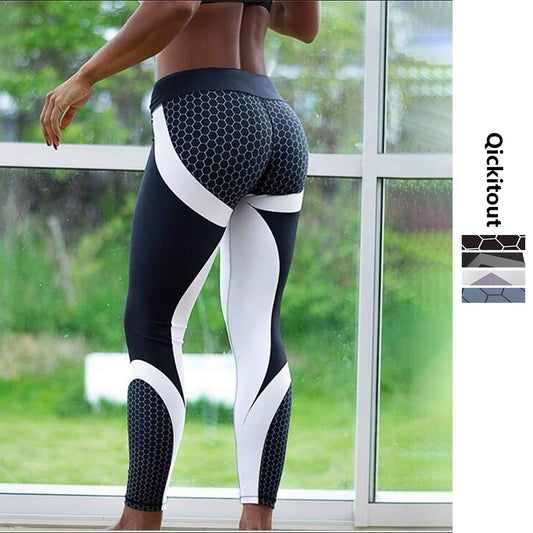 Mesh Pattern Print Leggings fitness Leggings For Women Sporting Workout Leggins Elastic Slim Black White Pants Trousers Fitness
