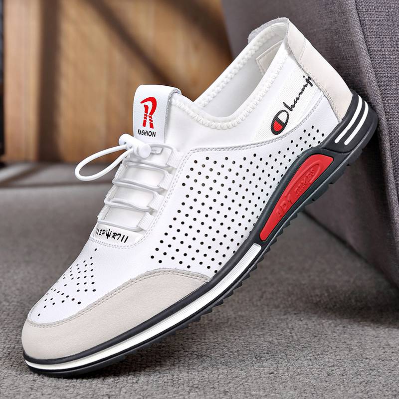 New Fashionable new breathable summer men&#39;s casual leather shoes, increased by 6CM