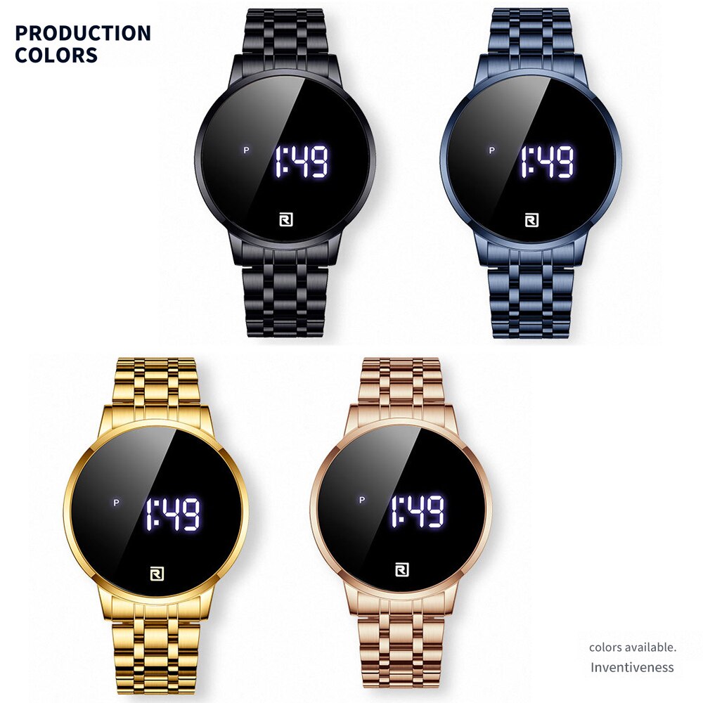 REWARD Men Watches Top Luxury Brand Fashion Touch LED Digital Watch Men Gold Steel Band Waterproof Wristwatch relogios masculino