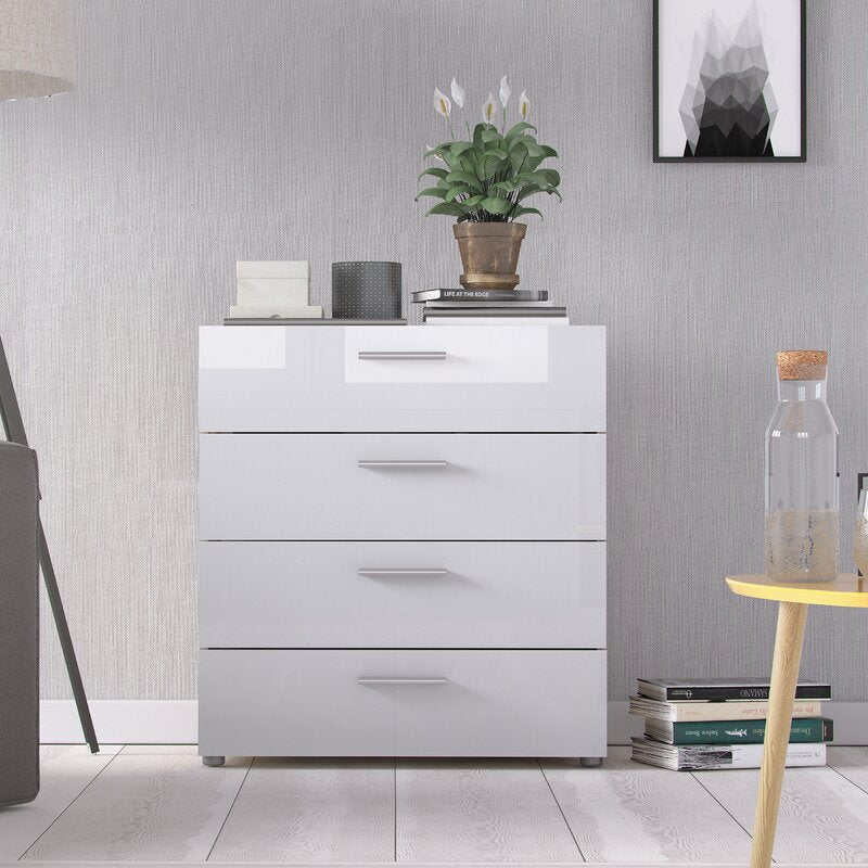 8/4 Drawer Dresser Cabinet Storage Solid Wood Home Furniture for Guest Room Bedroom Modern Style High Gloss Finish Easy Assembly