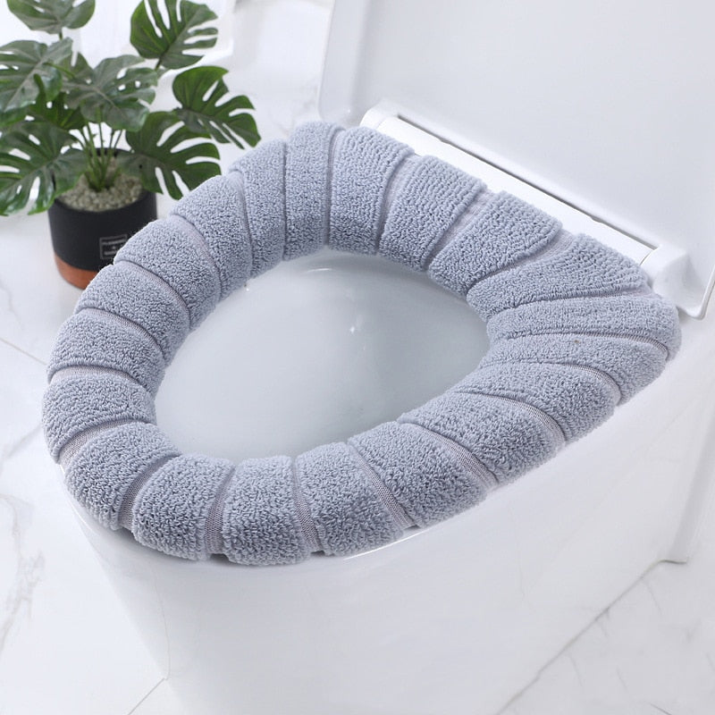 Toilet Seat Cover Home Winter Heated Washable Toilet Seat Lid Bathroom Supplies Soft Toilet Pad Case Waterproof Bathroom Cover