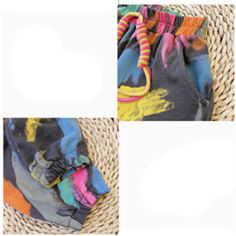 2022 New Arrival Boys Tie Dye Casual Pants Spring Fashion Hot Deals Graffiti Painting Print Sweatpants Cotton Kids Long Trousers