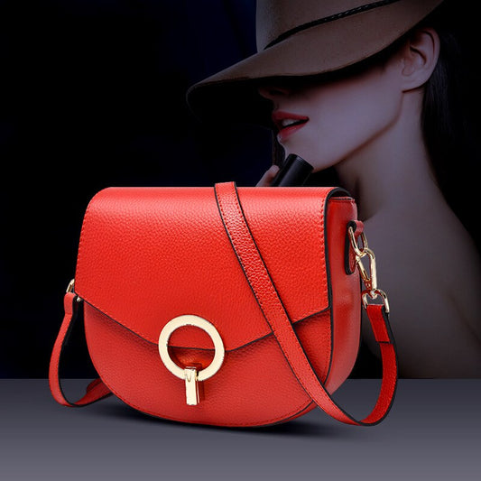 2021 new shoulder bag fashion trend leather handbag messenger bag saddle bag