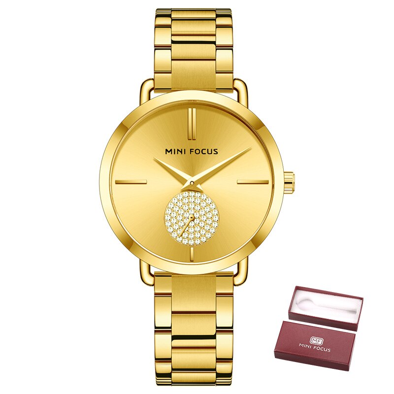 New MINI FOCUS Fashion Women&#39;s Watches Quartz Ladies Top Brand Luxury Waterproof Stainless Steel Clock Relogio Feminino gift box