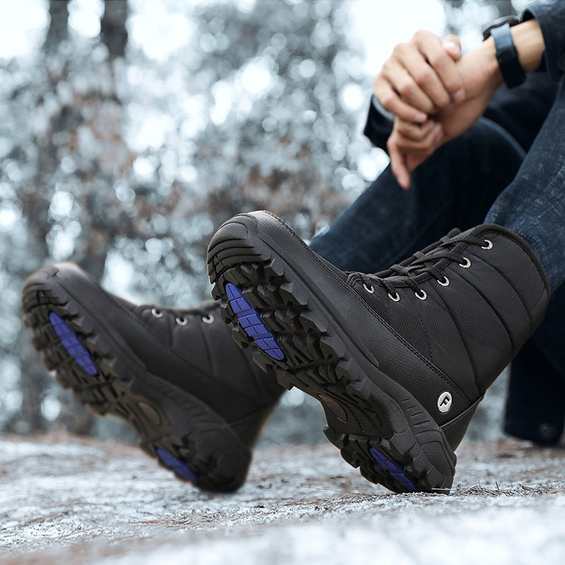 New Outdoor Men Boots Winter Snow Boots For Men Shoes Thick Plush Waterproof Slip-Resistant Keep Warm Winter Shoes Plus Size 46