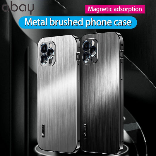 Metal Magnetic Shell For iphone 13 12 Pro Max Phone Case Built in Lens protection titanium alloy stainless steel ultrathin cover