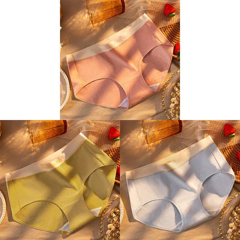 Women Cotton Panties Letter Large Size Briefs Antibacterial Underpants Female Lingerie Intimates Skin- Friendly Underwear