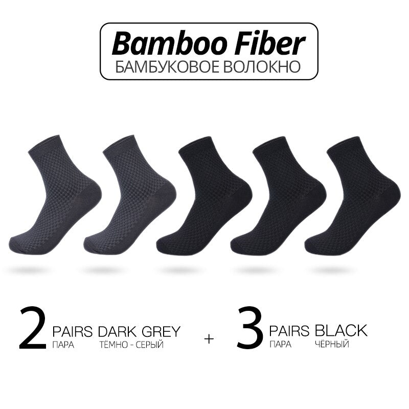 HSS Brand Bamboo Fiber Men Socks 5pairs/lot New Classic Business Long Socks Summer Winter Casual Man Dress Sock Big Size EU38-45
