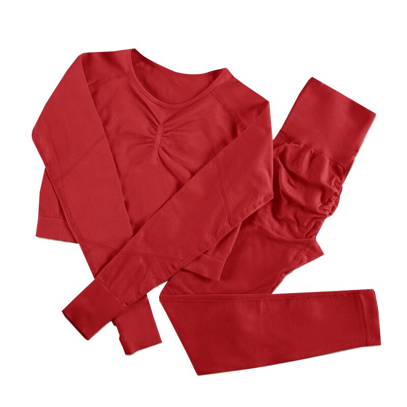 NORMOV Yoga Sets 2/3/4 Pieces Sports Seamless Fitness Suits Gym Sexy Sets 2021 Long Short Women Set Workout Sportswear