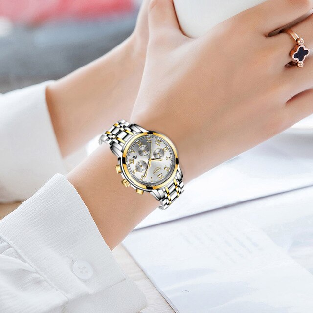 LIGE 2021 New Fashion Women Watches Ladies Top Brand Luxury Waterproof Quartz Clocks Watch Women Stainless Steel Date Gift Clock