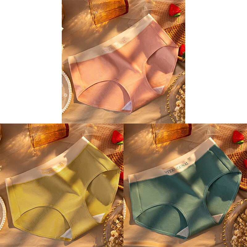 Women Cotton Panties Letter Large Size Briefs Antibacterial Underpants Female Lingerie Intimates Skin- Friendly Underwear