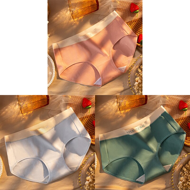 Women Cotton Panties Letter Large Size Briefs Antibacterial Underpants Female Lingerie Intimates Skin- Friendly Underwear