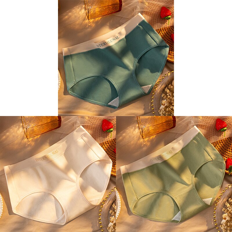 Women Cotton Panties Letter Large Size Briefs Antibacterial Underpants Female Lingerie Intimates Skin- Friendly Underwear