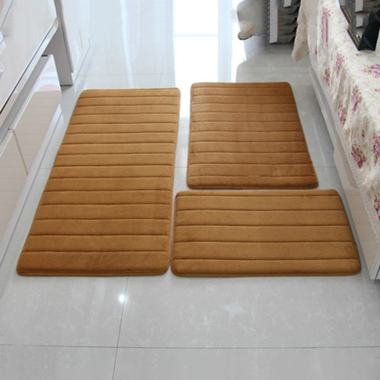 3pcs/set Thicken Floor Carpet for Living Room Non-slip Bathroom Mat Set Coral Fleece Bedside Long Mat Bedroom Door Mat 10 Colors