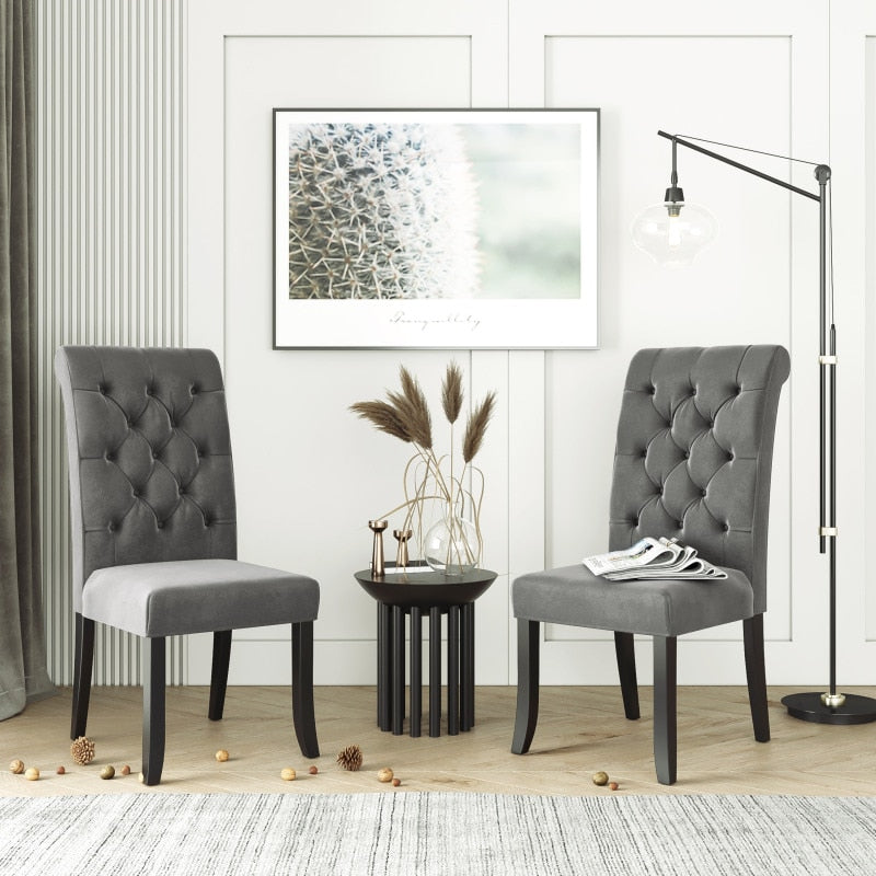 6/4/2 PCS Upholstered Velvet Dining Chairs, Elegant High-end Tufted Armless Solid Wood Chair High Back Chair Not Include Table