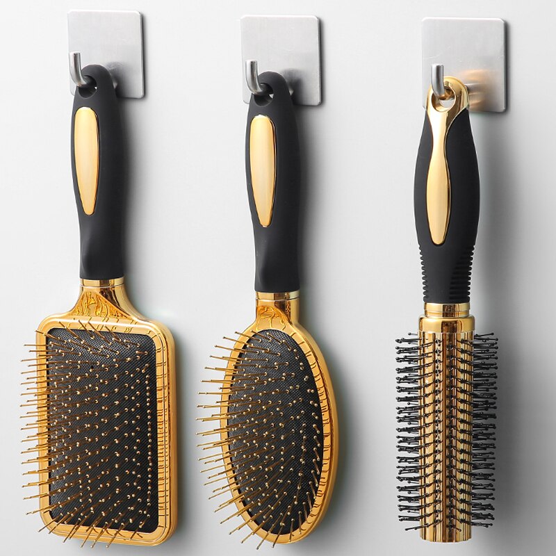 Hair Comb Scalp Massage Gold Plating Luxury Comb Hairbrush Nylon Women Curly Detangle Hair Brush Salon Hairdressing Styling Tool
