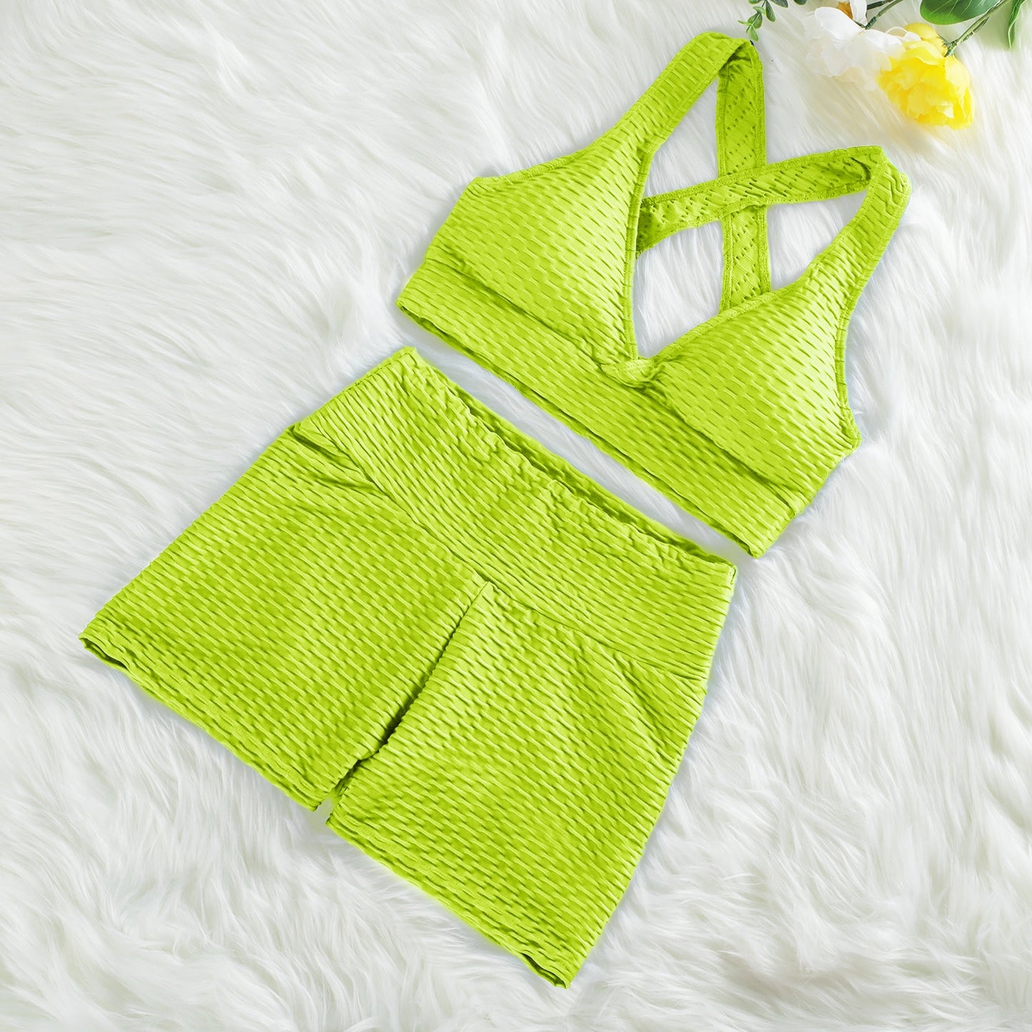 NORMOV Anti Cellulite 2/3PCS Long Seamless Yoga Set Gym Set Women Fitness High Waist Leggings Shorts Bra Skinny Sports Set Gym